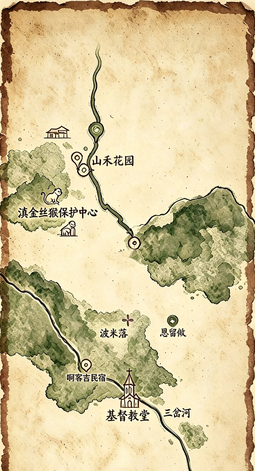 Hand-drawn map of Sanchahe